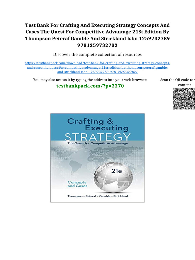 Test Bank for Crafting and Executing Strategy Concepts and Cases The ...