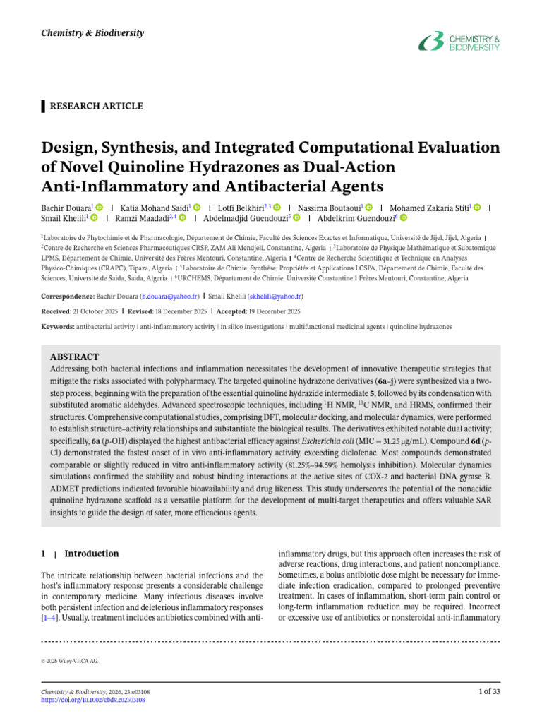 Design Synthesis and Integrated Computational Eval | PDF | Docking ...