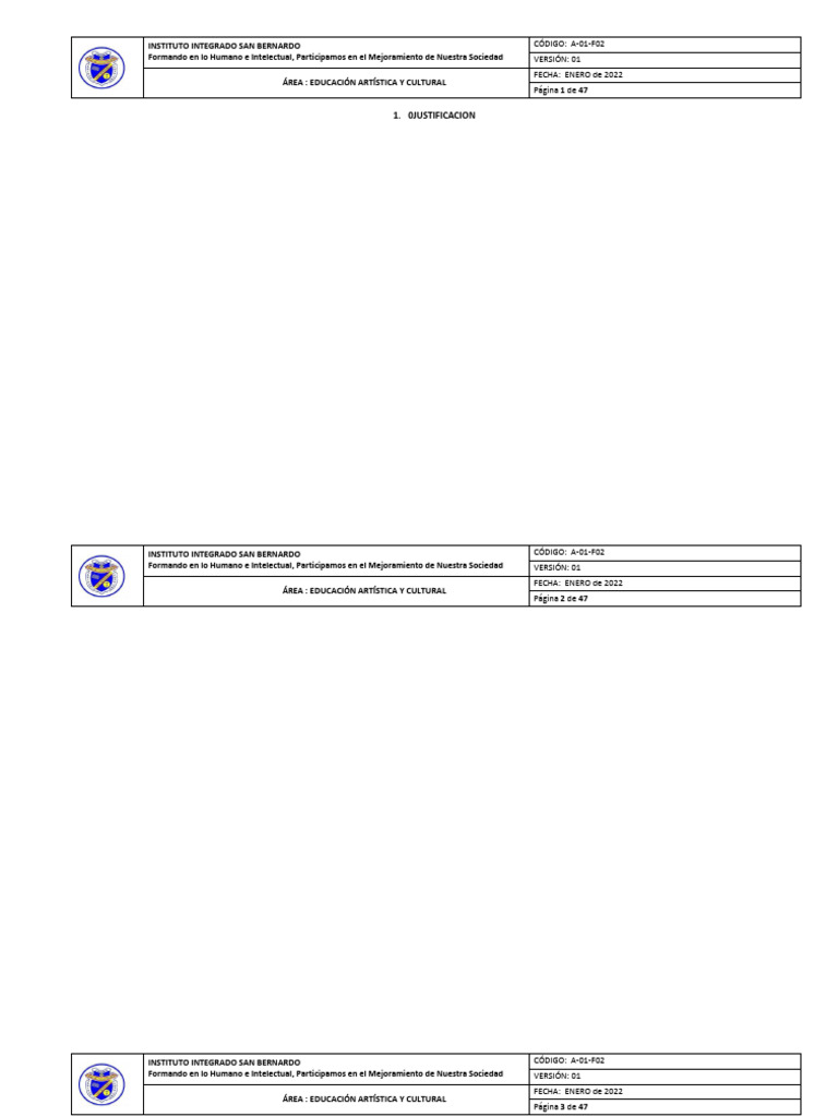 Plan de Area Educación Artistica 2025 | PDF | Educación en artes ...