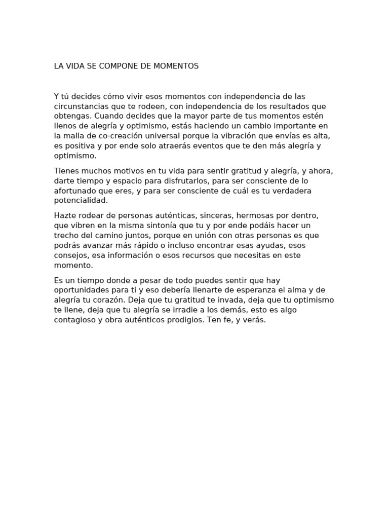 La Vida Se Compone de Momentos | PDF
