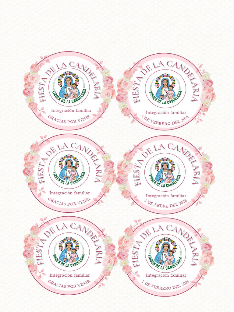 Documento A4 Stickers de Bautizo Floral Delicado Rosa | PDF