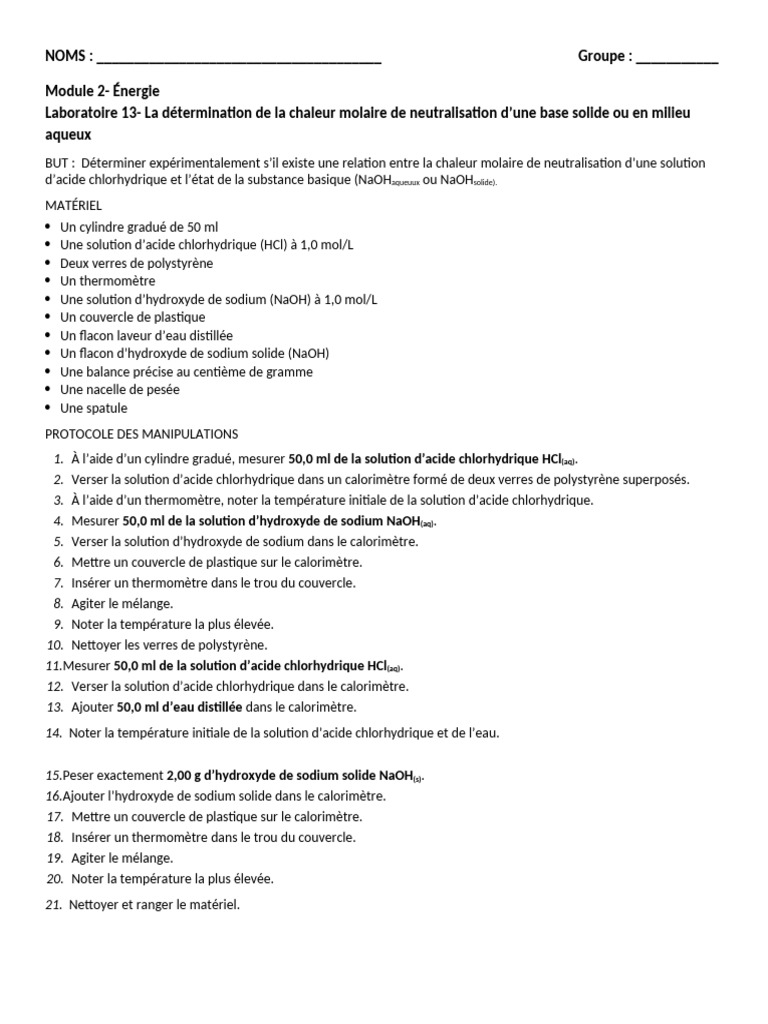 Mod2 Labo13 Eleverapport | PDF | Hydroxyde de sodium | Acide