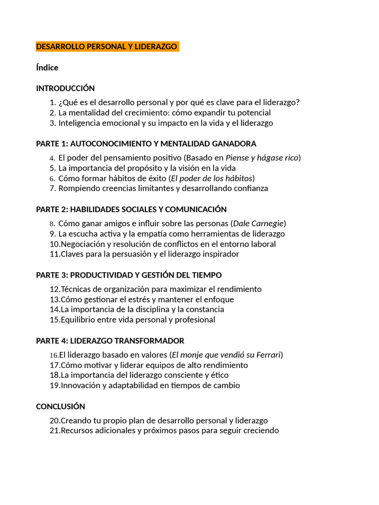 Desarrollo Personal y Liderazgo (Ebook) | PDF