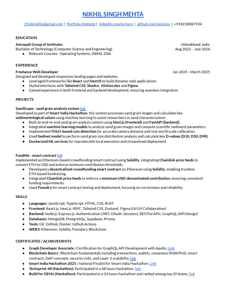Resume Latest 1 1 | PDF | Computing | Software Engineering