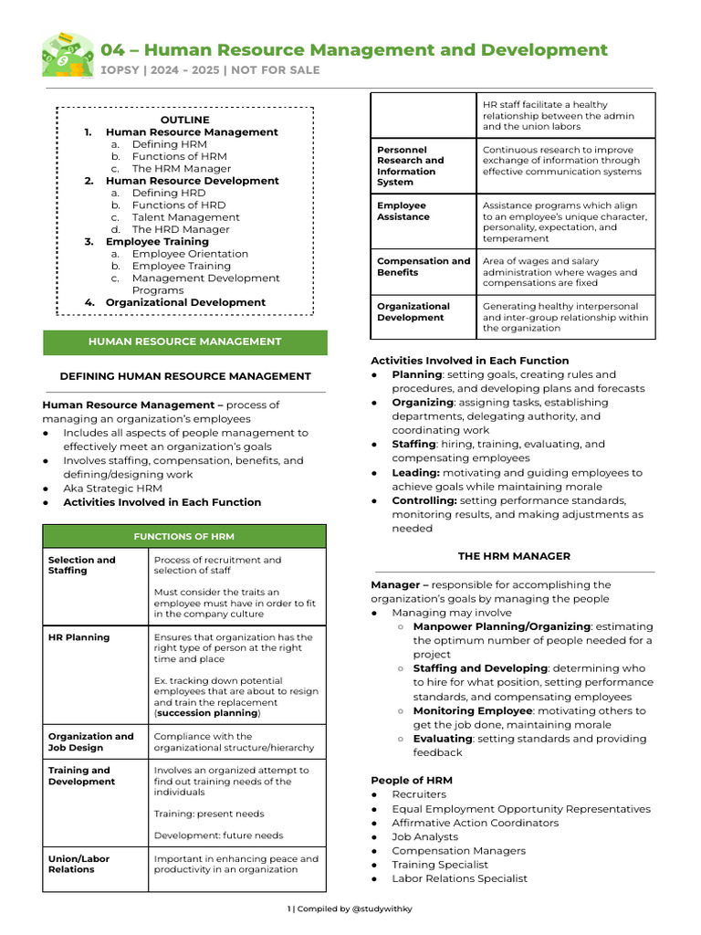 04 IO Psy - Human Resource Management and Development | PDF | Human ...