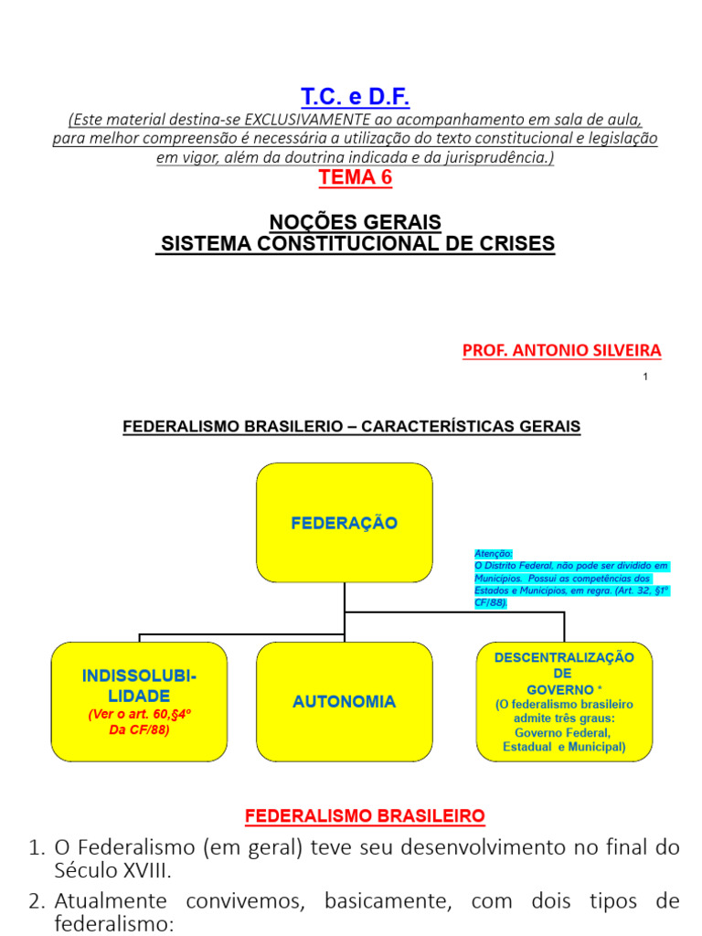 Tema 6 - Resumo Sistema Constitucional de Crises | PDF | Federação ...