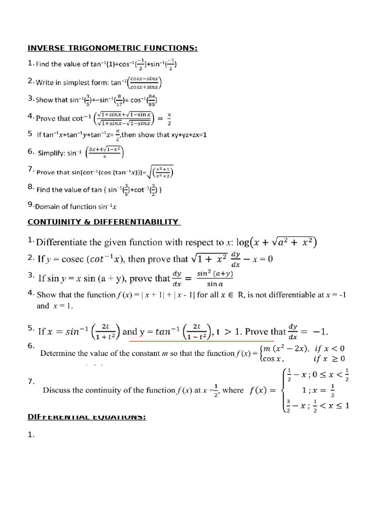 Inverse Trigonometric Functions | PDF