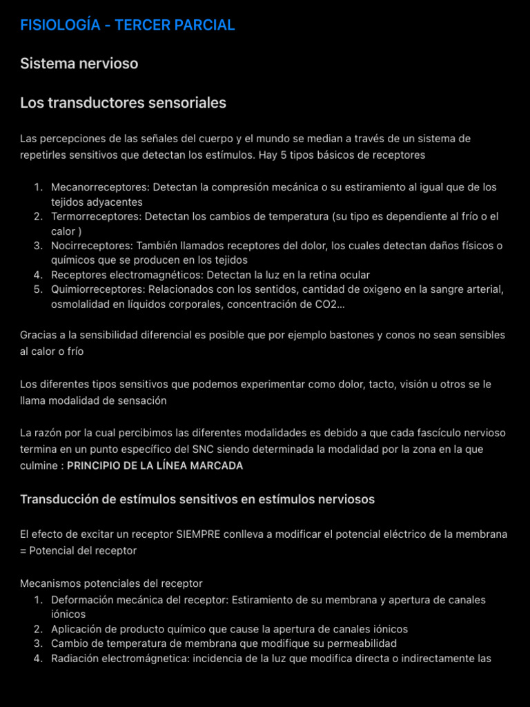 FISIOLOGÍA - TERCER PARCIAL 3 | PDF | Sinapsis | Neurona