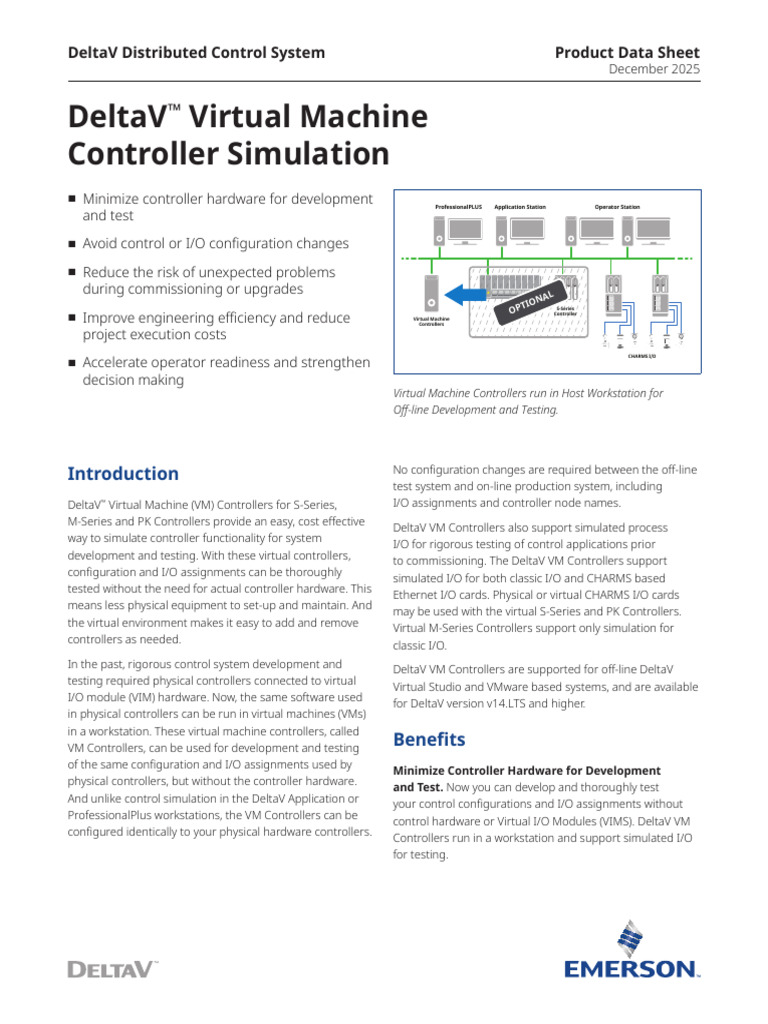 Product Data Sheet Deltav Virtual Machine Controller Simulation Deltav ...