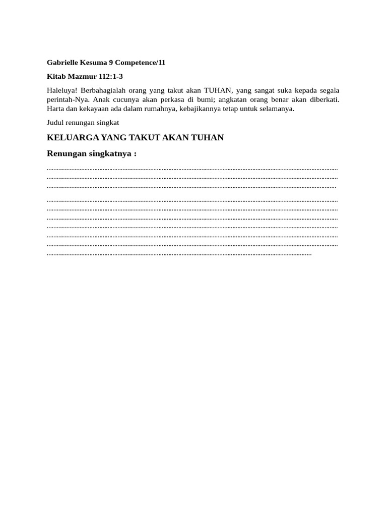 Contoh Susunan Renungan Singkat | PDF