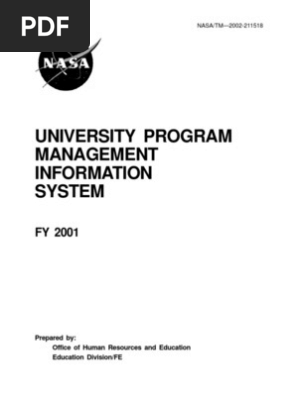 NASA: 9477main Univ PRG MGMT Info Sys 2001 | PDF | Nasa | National