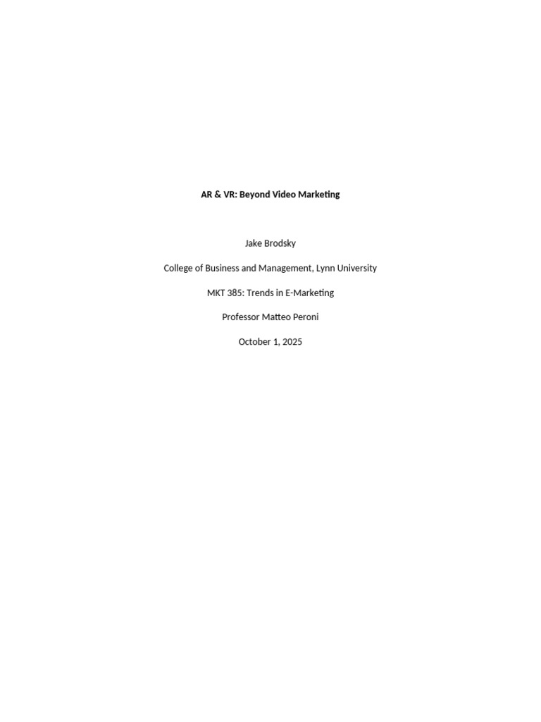 AR and VR Assignment | PDF | Virtual Reality | Augmented Reality