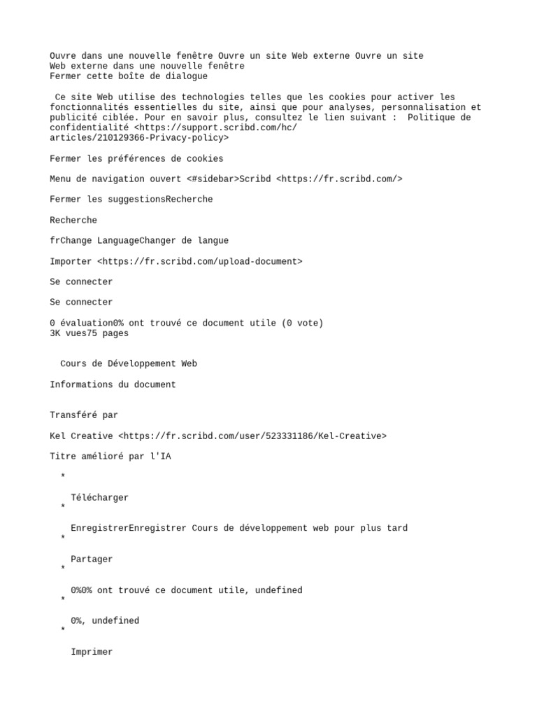 Cours de Développement Web - PDF - Internet - Internet Et Web | PDF ...