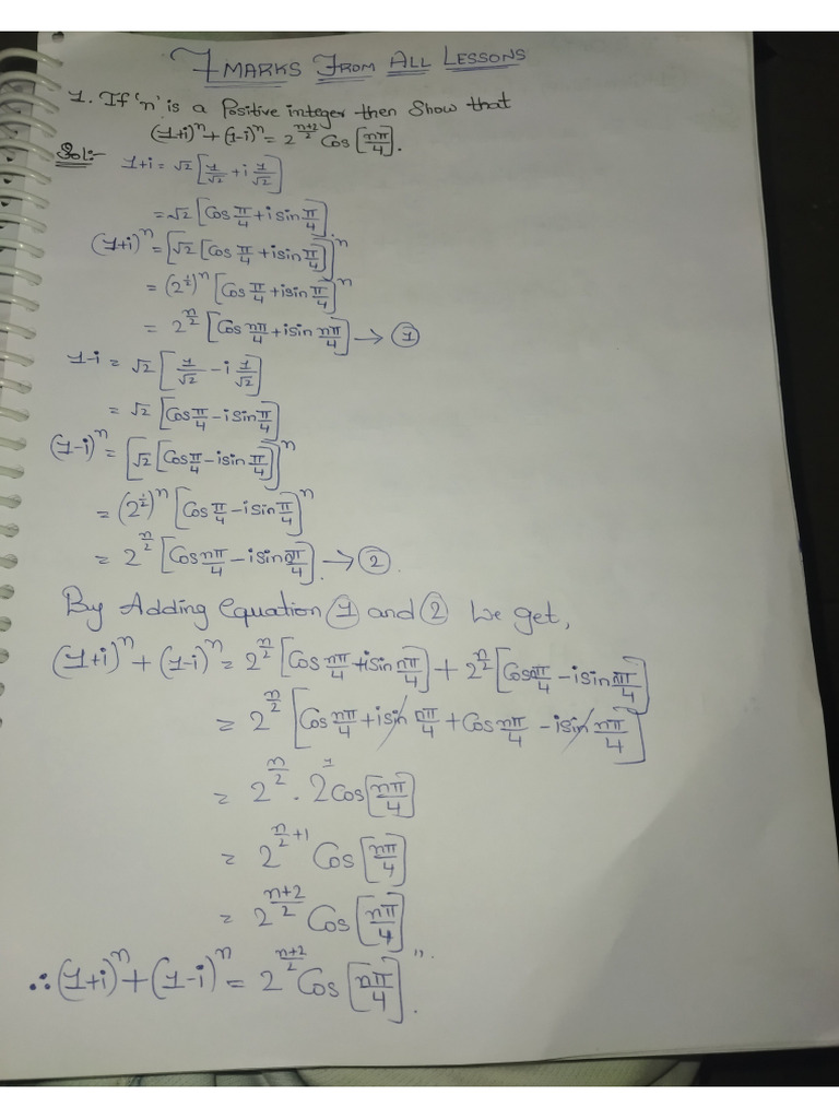 Maths 2a 7 Marks Important Questions For Ipe | PDF