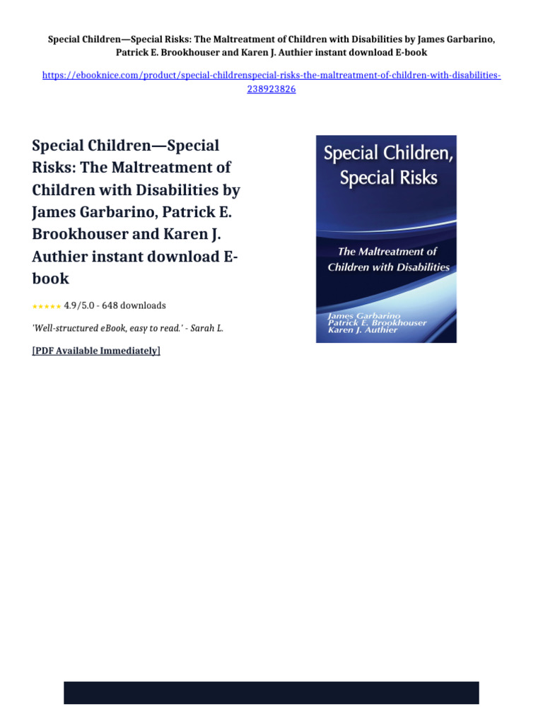Special Children—Special Risks: The Maltreatment of Children with ...