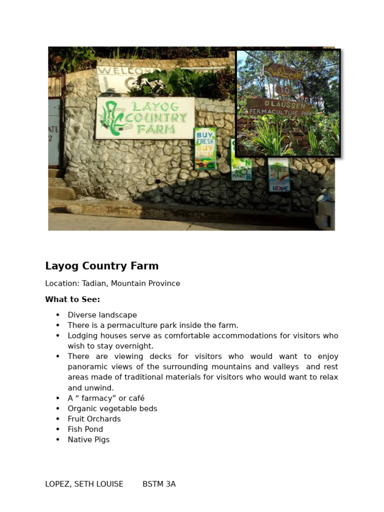 Agri-Tourism (Layog Country Farm) | PDF | Foods | Food And Drink