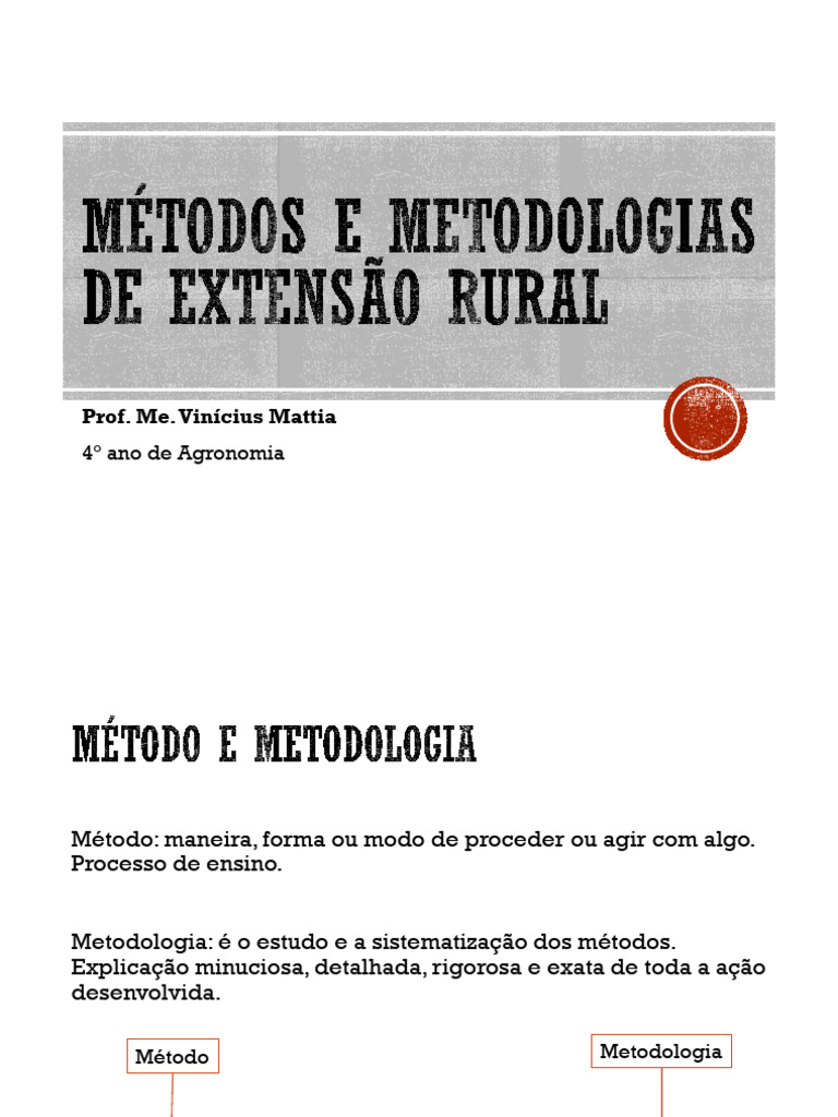 Aula 2 - Métodos e Metodologias de Extensão Rural | PDF
