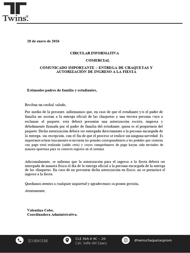 Circular Informativa Comercial | PDF