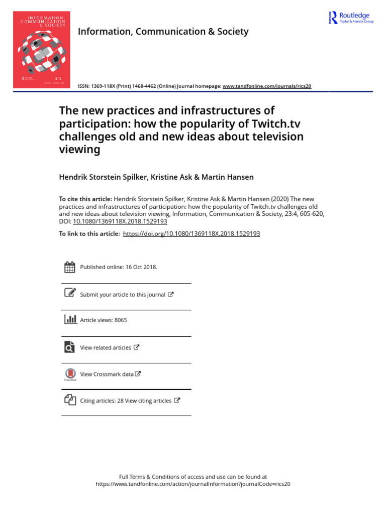 The New Practices and Infrastructures of Participation How the ...