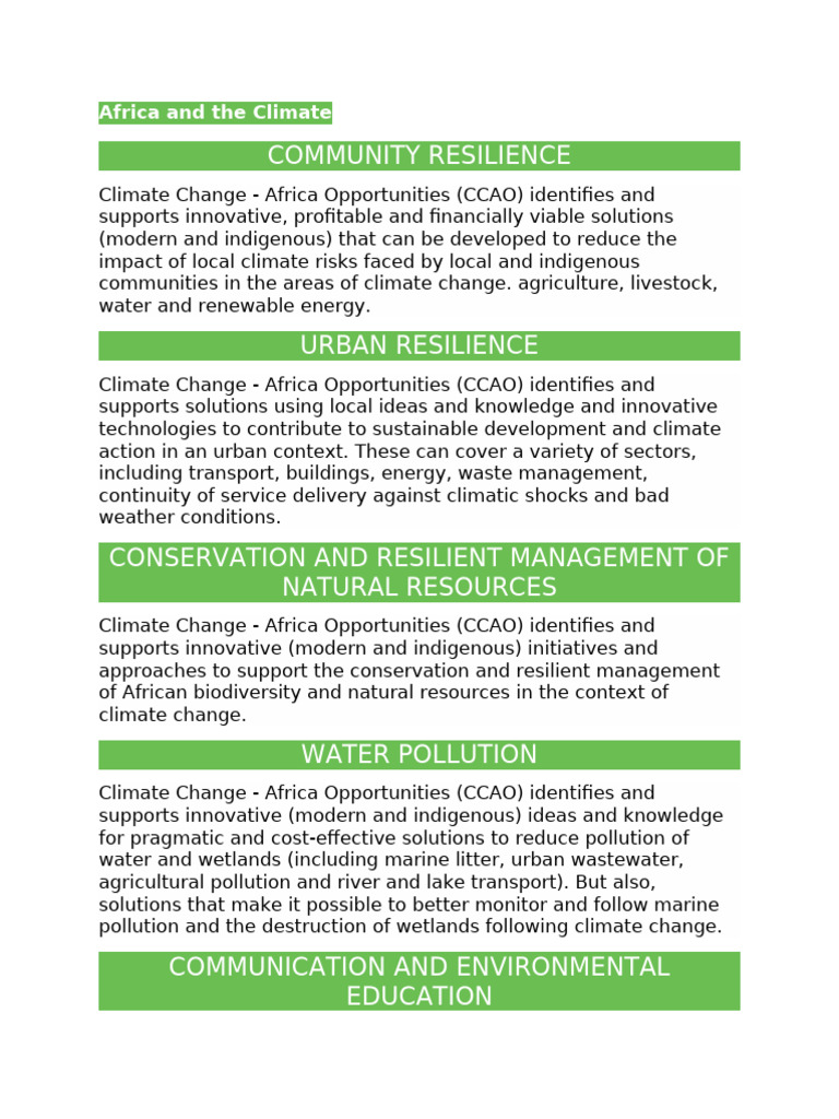 Africa and The Climate 2020 | PDF | Sustainability | Climate Change