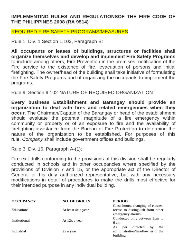 Implementing Rules and Regulationsof The Fire Code of The Philippines ...