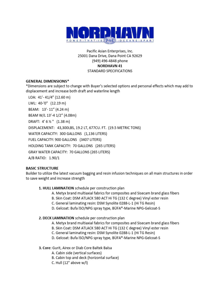 Standard Specs With Photos | PDF | Deck (Ship) | Composite Material