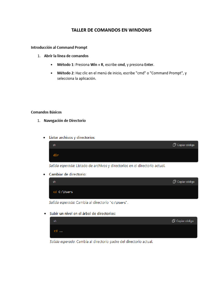 Taller de Comandos en Windows | PDF