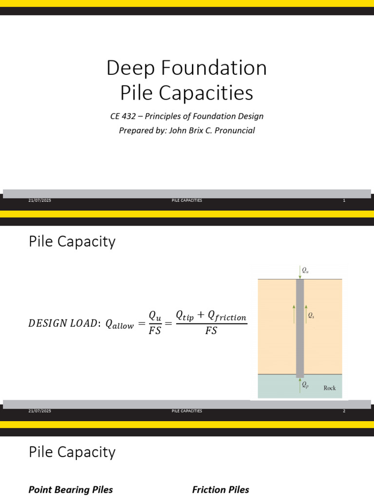 CE 432 10 Pile Capacity | PDF | Soil Mechanics | Mechanical Engineering