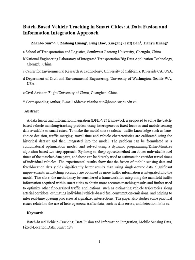 Batch-based Vehicle Tracking in Smart Cities - A Data Fusion and ...