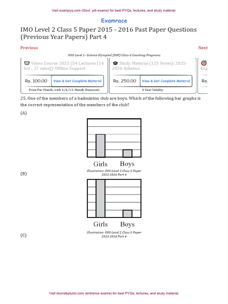 IMO Level 2 Class 5 Paper 2015 2016 Part 4 | PDF | Software