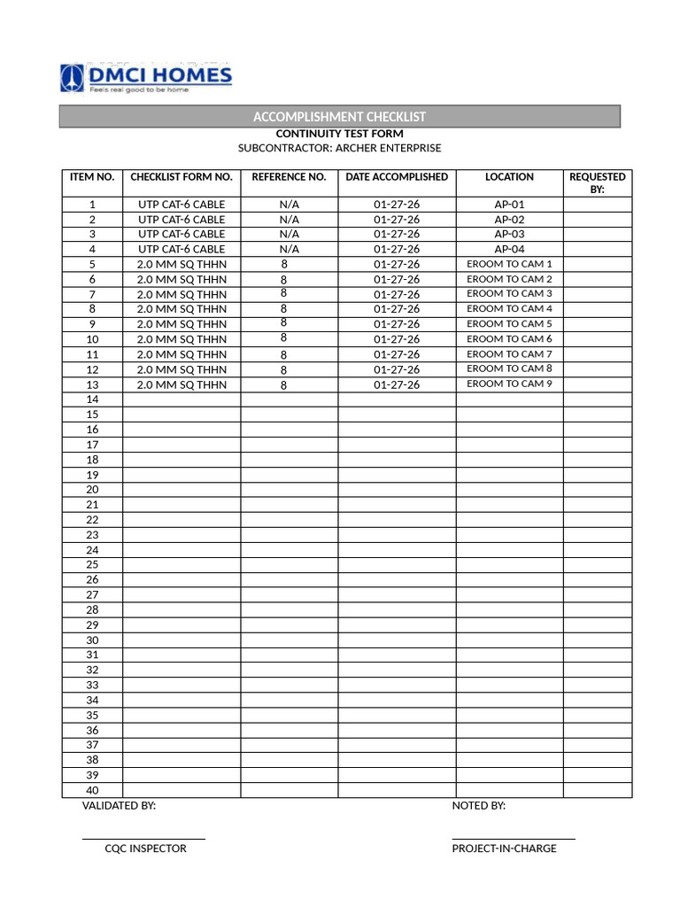 Continuity Test Form | PDF | Electronics | Electromagnetic Compatibility