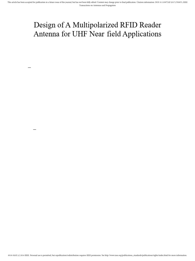 Design of A Multipolarized RFID Reader Antenna For UHF Near-Field ...