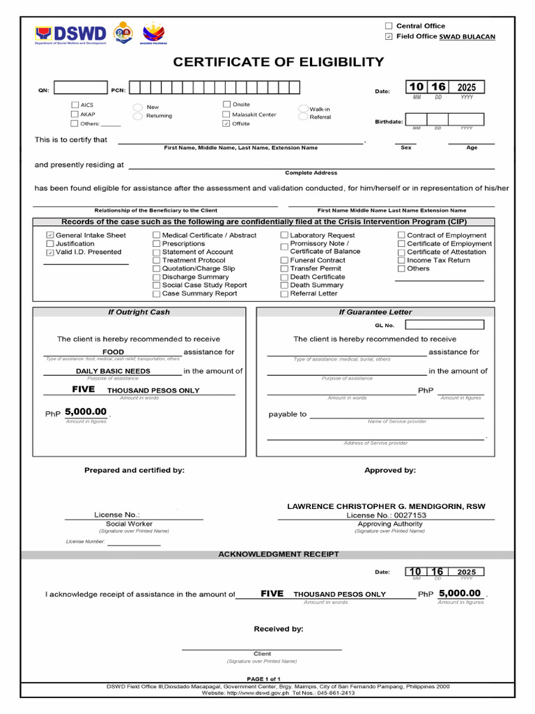 Certificate of Eligibility | PDF