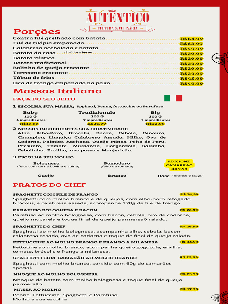 Cardápio Autentico Atualiazadokakakksksjsjsj | PDF | Culinária | Alimentos