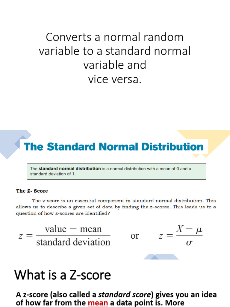 3.14. Converts A Normal Random Variable To A Standard Normal Variable ...