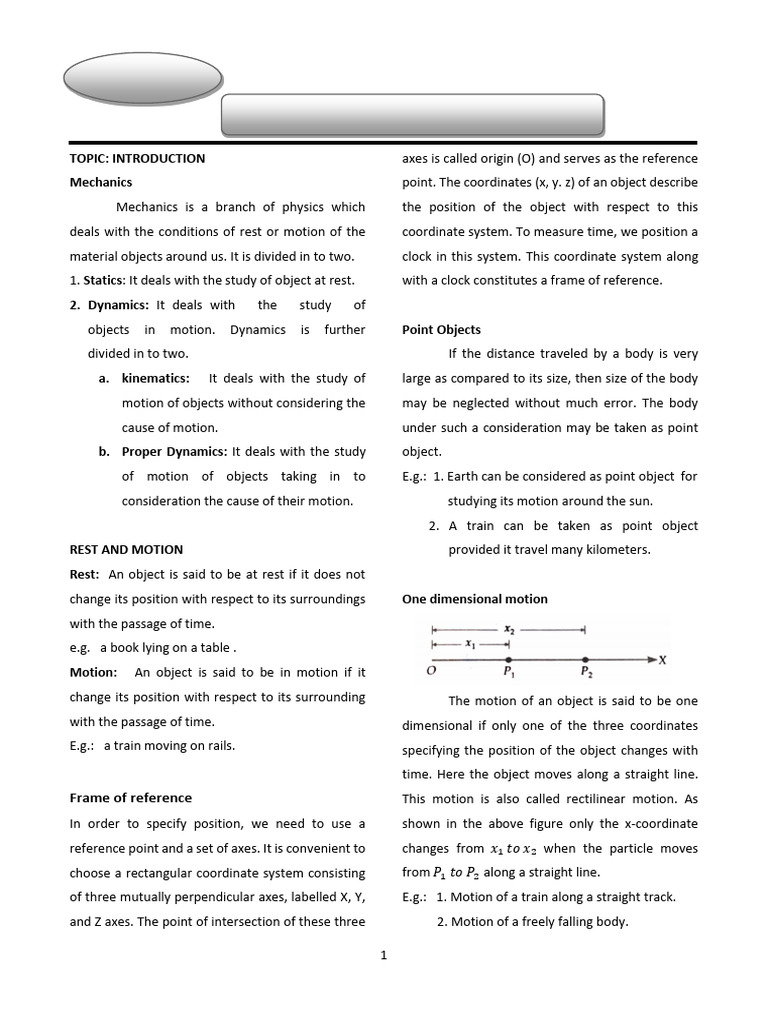 Motion in A Straight Line Notes For Easy Entrance | PDF | Acceleration ...