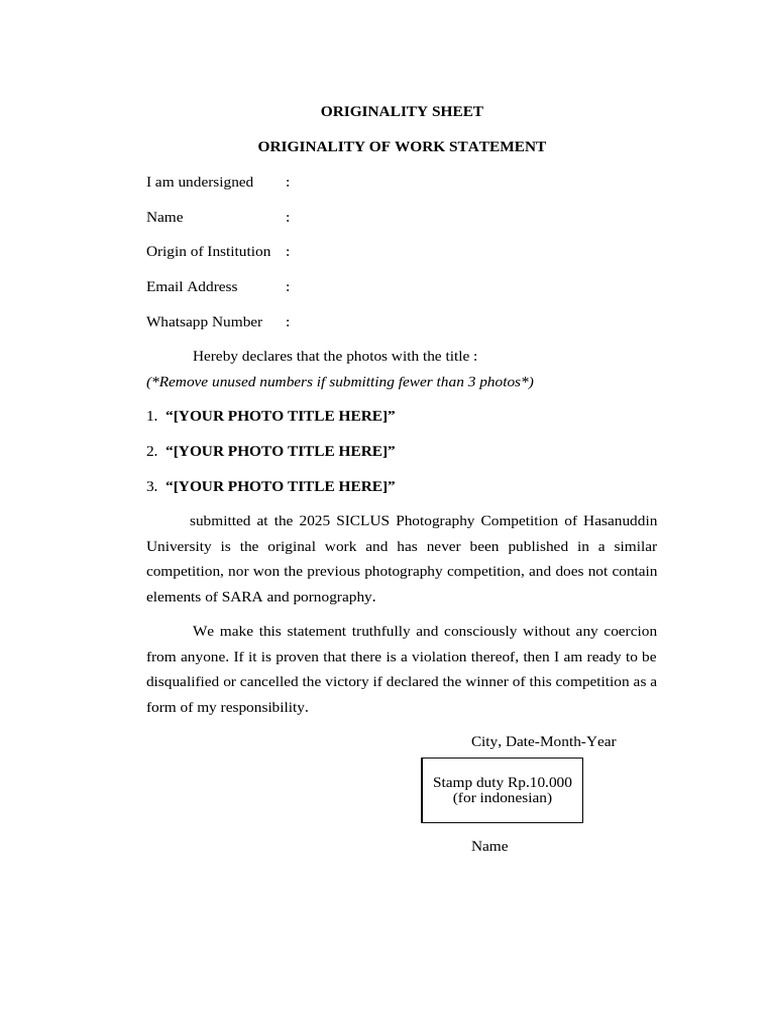 Originality Statement Siclus 2025 | PDF