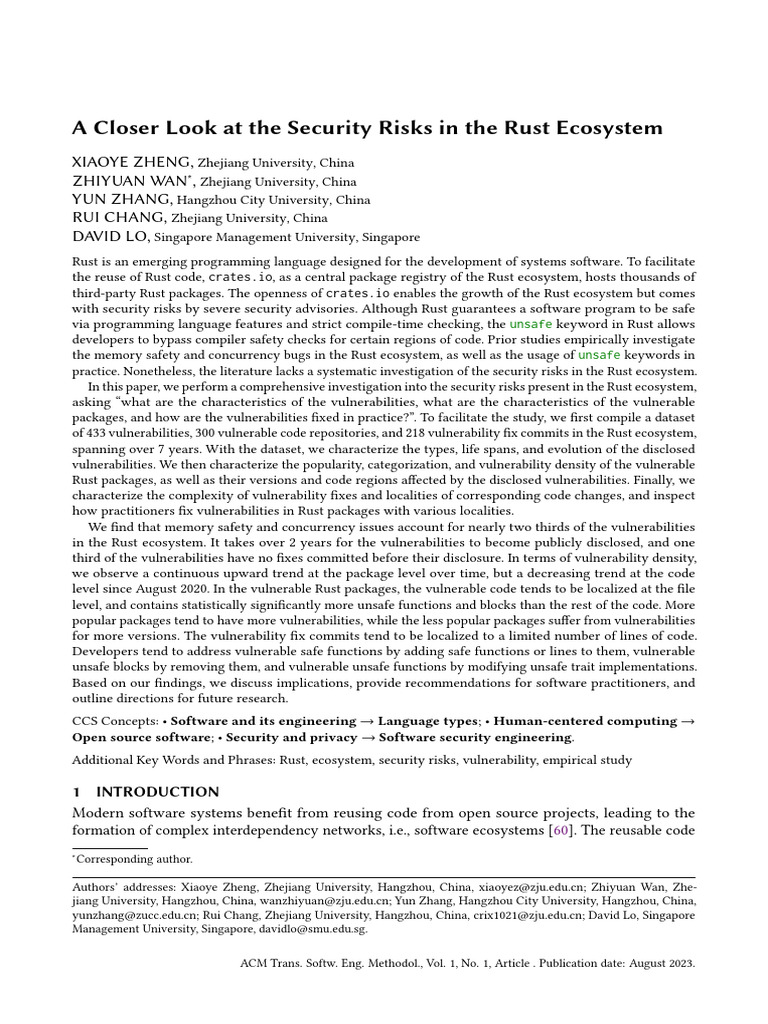 A Closer Look at The Security Risks in The Rust EcosystemA Closer Look ...
