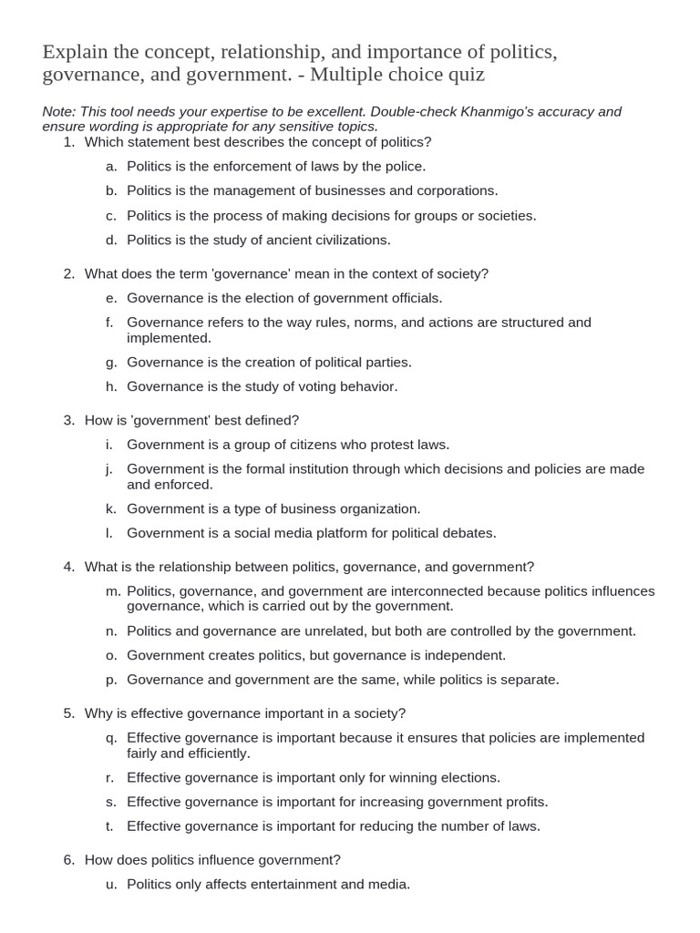 Explain The Concept, Relationship, and Importance of Politics ...
