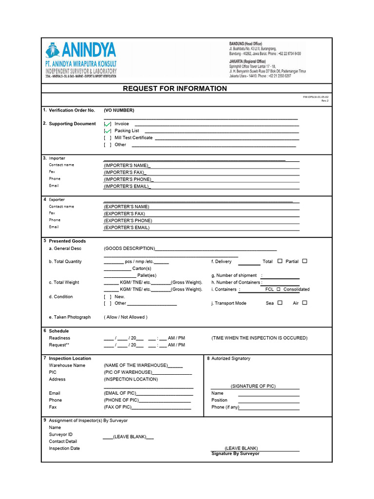 Guidance of Filling RFI-V2 | PDF | Warehouse