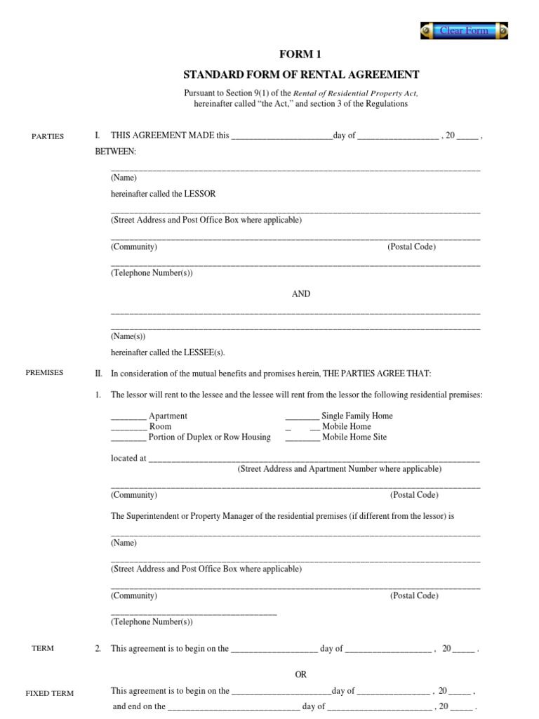 Rentform 1 PDF Lease Renting
