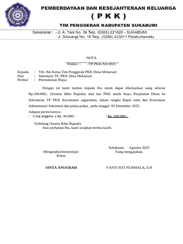 Contoh SPJ Perjalanan Dinas | PDF