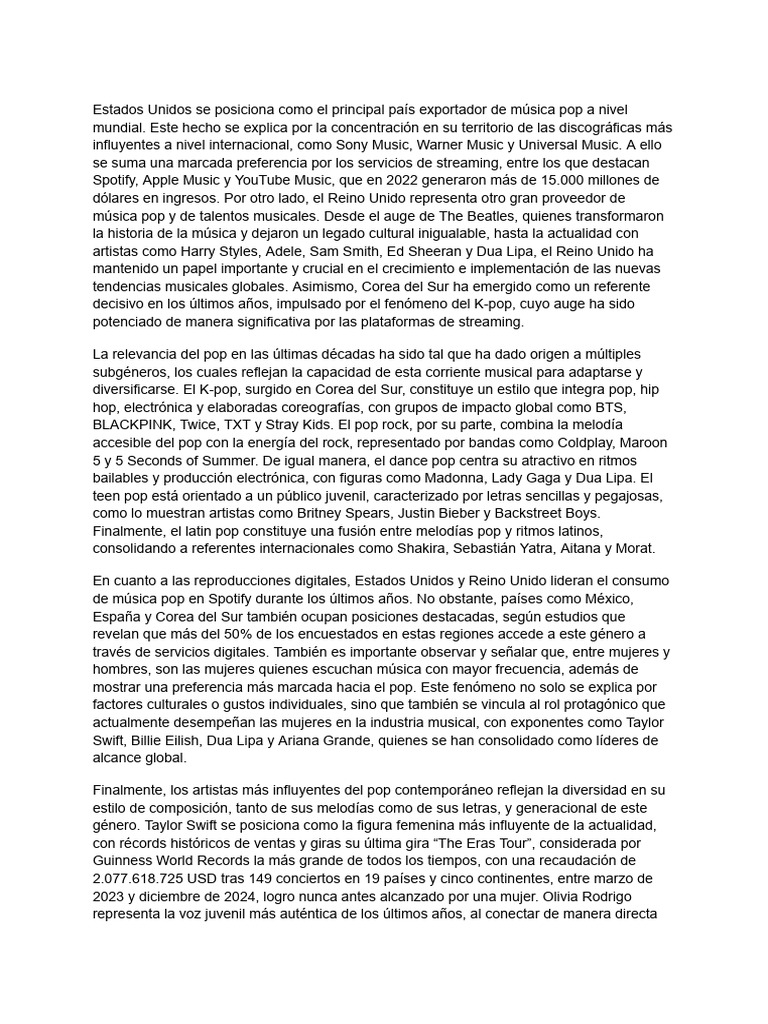 Ensayo Pop | PDF | Música pop | Musica Popular