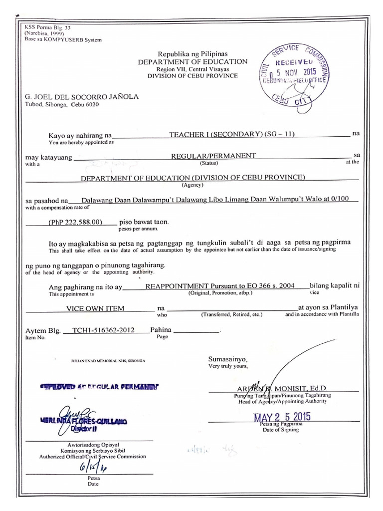 Original Appointment | PDF