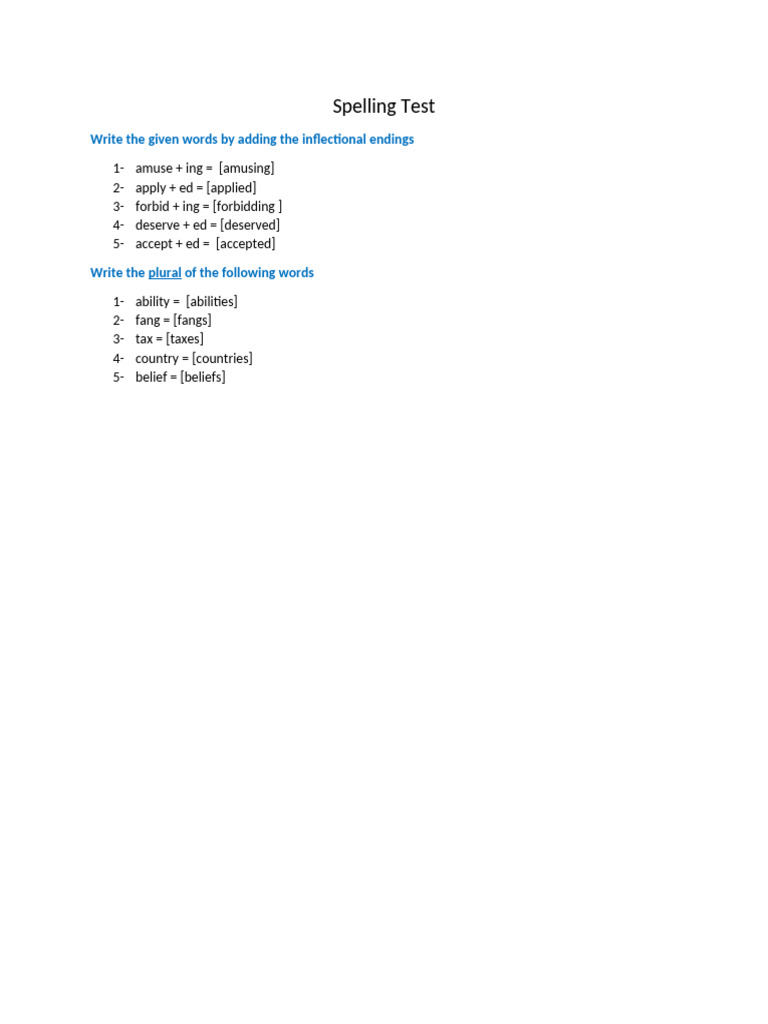 Spelling Test | PDF