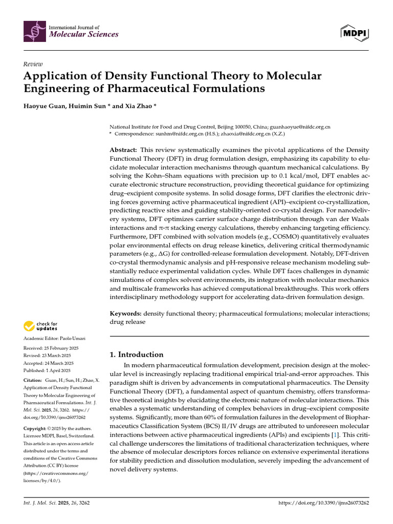 Ijms 26 03262 | PDF | Density Functional Theory | Hartree–Fock Method