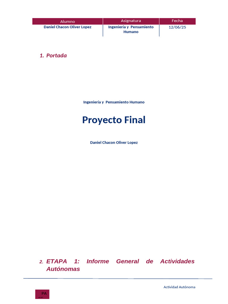 Proyecto Final | PDF | Diseño | Aprendizaje