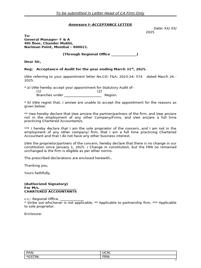 ZX 31032025 B Acceptance Introduction Declaration Undertaking | PDF ...
