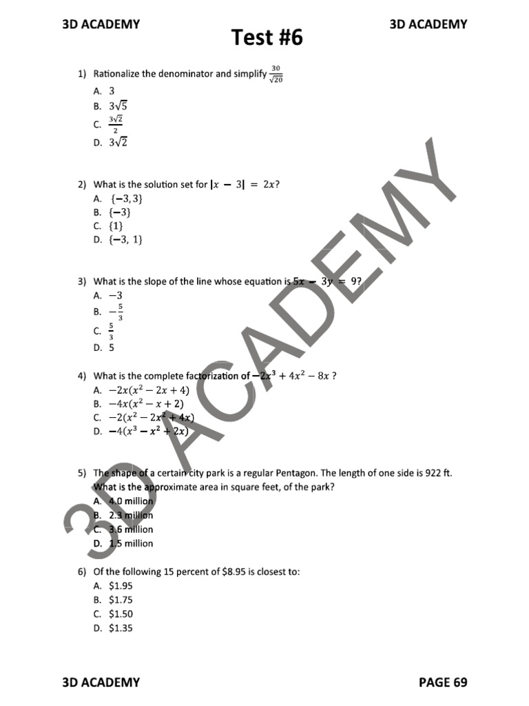 ACT2 Test 6 Real | PDF
