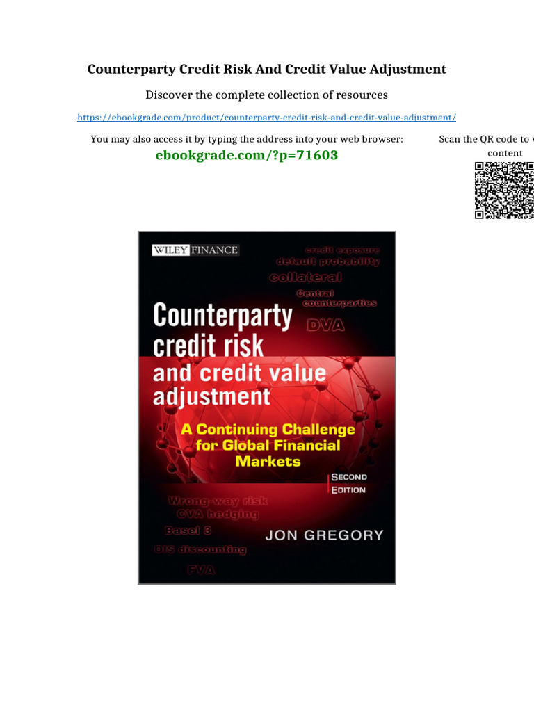 Counterparty Credit Risk and Credit Value Adjustment PDF Available | PDF
